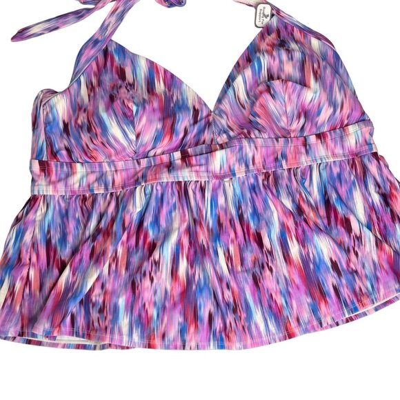Time And Tru Swim Suit Top Halter Womens 3X Purple New - Picture 4 of 13